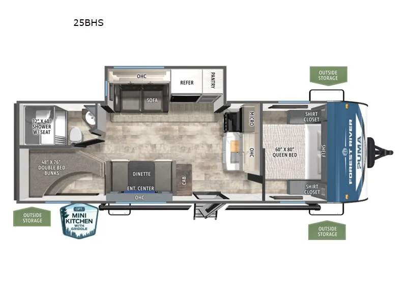 2026 Forest River Puma 25BHS floor plan
