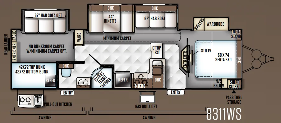 2015 Forest River RV Rockwood Signature Ultra Lite 8311WS - Floor plan