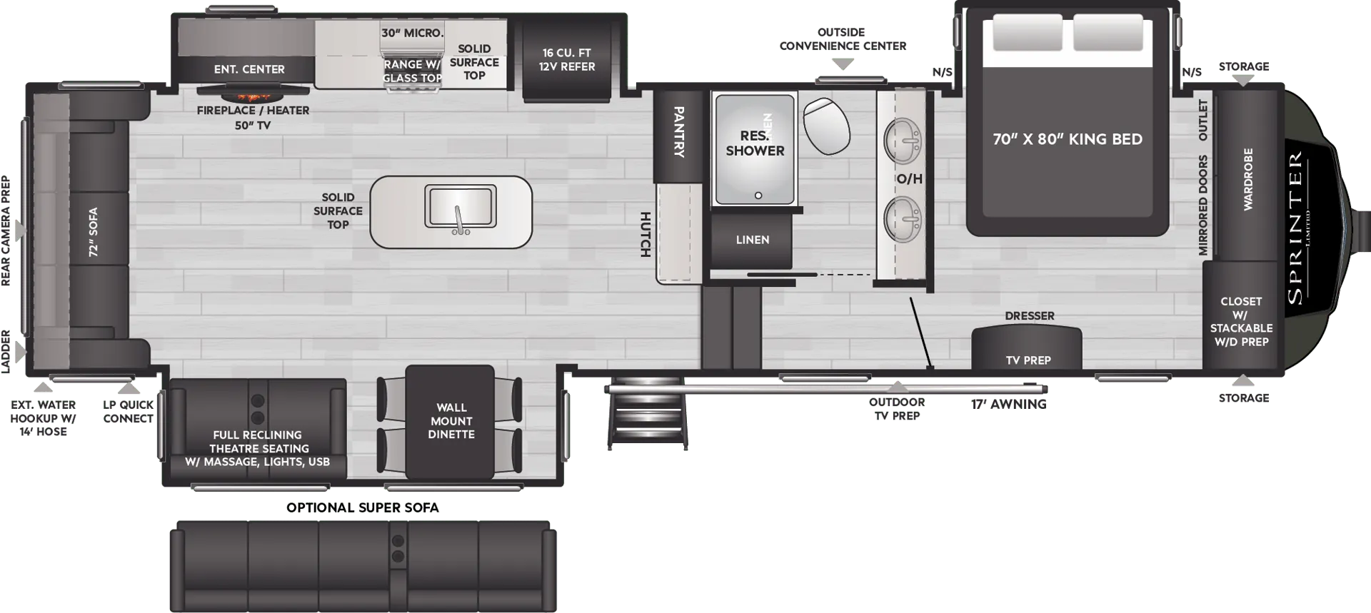 Keystone Sprinter Limited 3190RLS floor plan