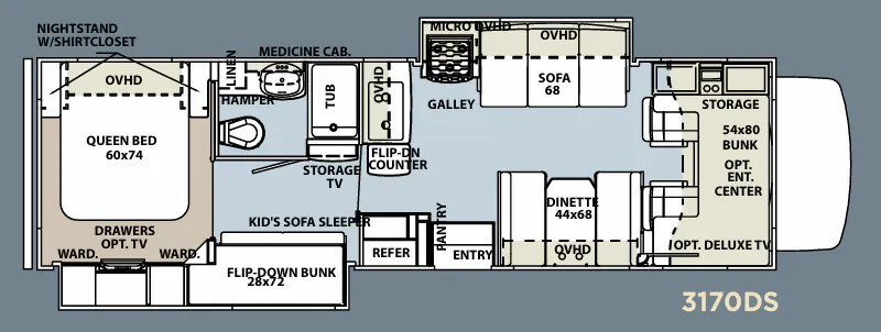 Forest River Sunseeker 3170DS floor plan