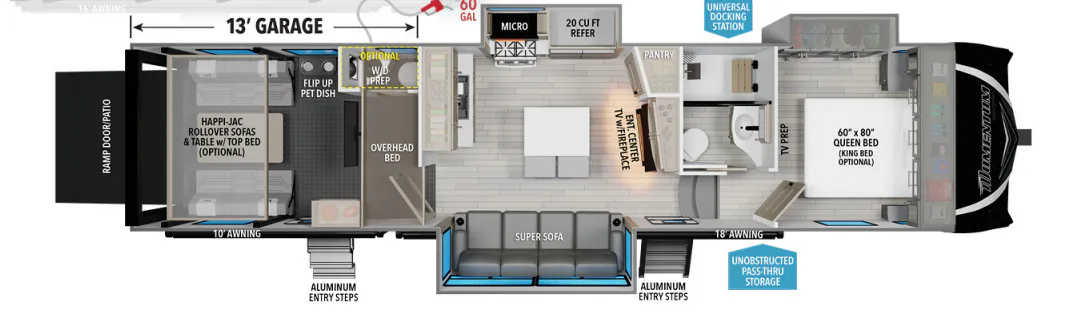 Grand Design Momentum M-Class 349M floor plan