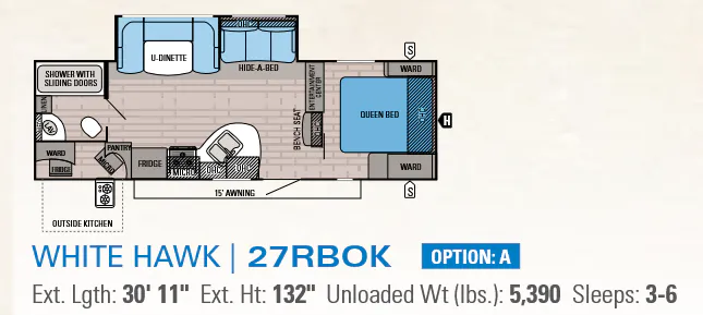 Jayco White Hawk 27RBOK floor plan