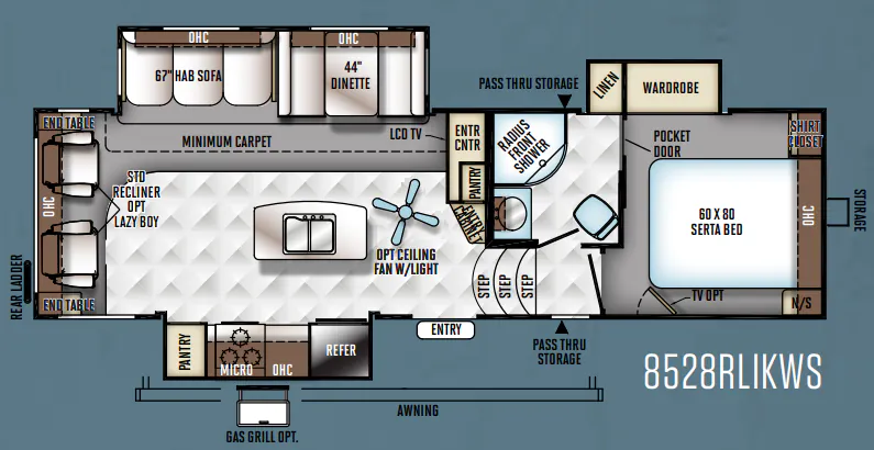 Forest River Flagstaff Classic Super Lite 8528RLIKWS floor plan