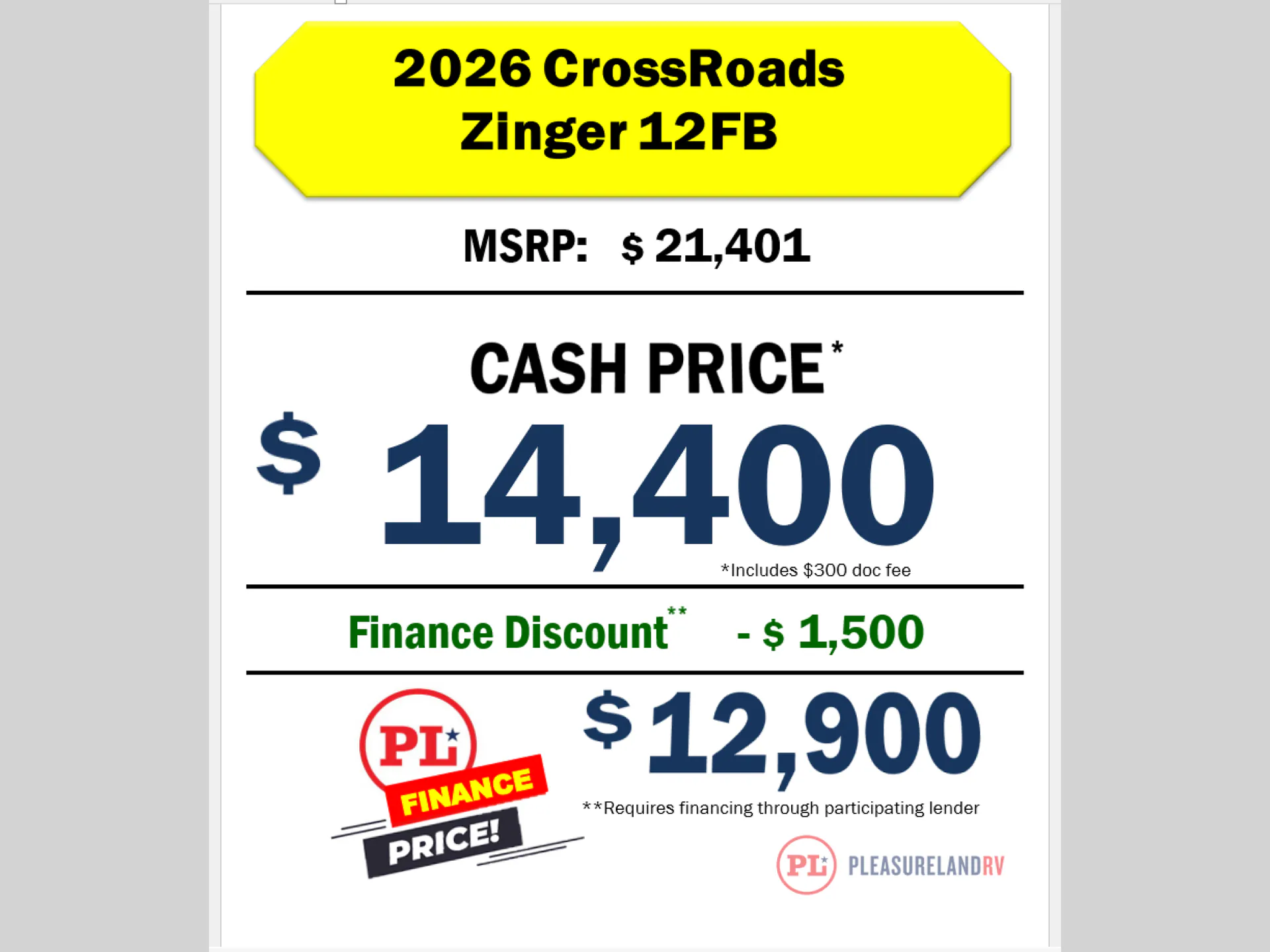 2026 CrossRoads Zinger Lite 12FB - Photo 3