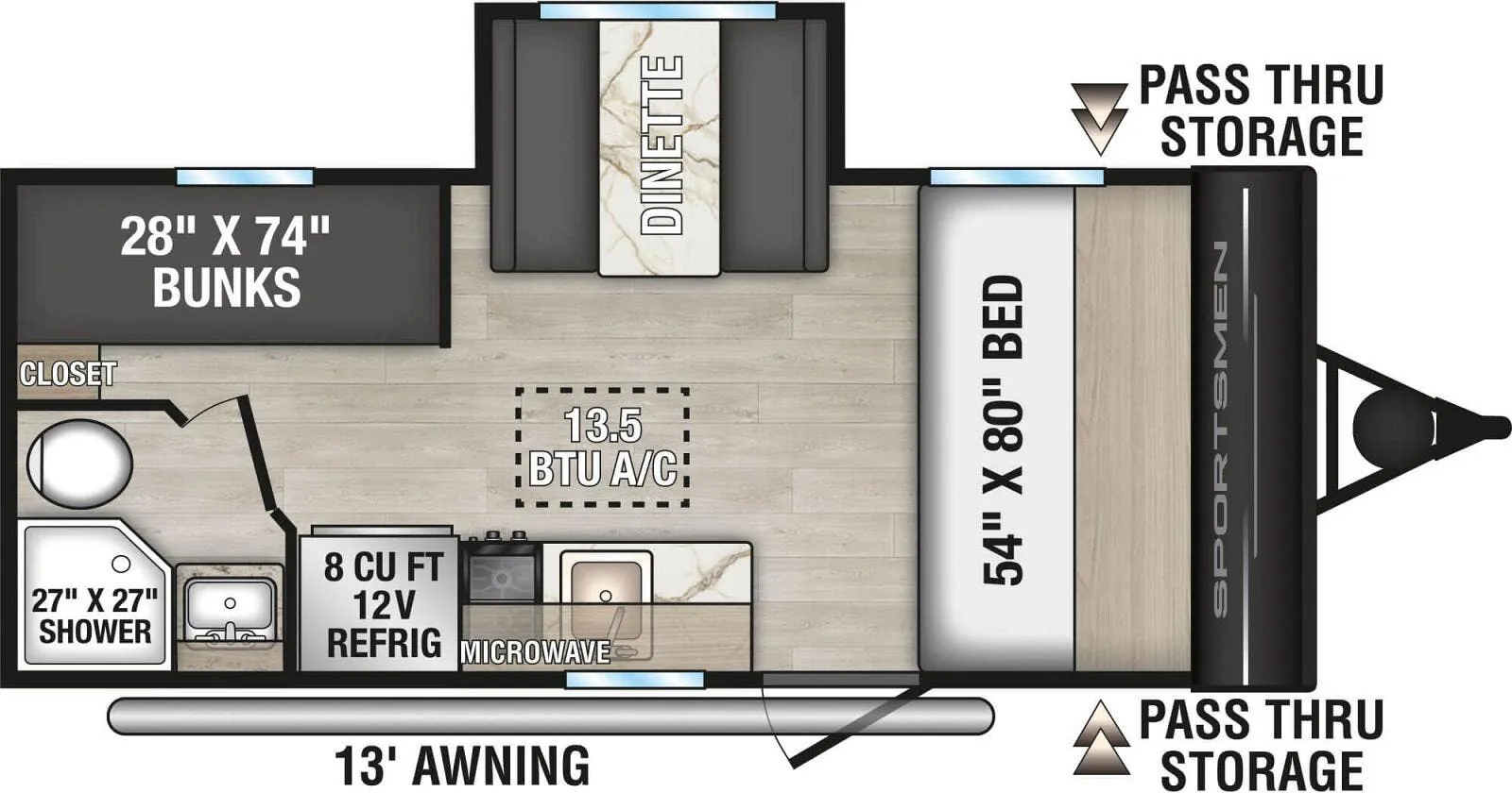 K-Z Sportsmen Classic 181BH floor plan