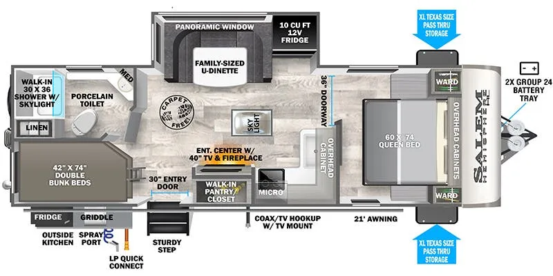 2023 Forest River Salem Hemisphere Hyper-Lyte 23BHHL - Floor plan