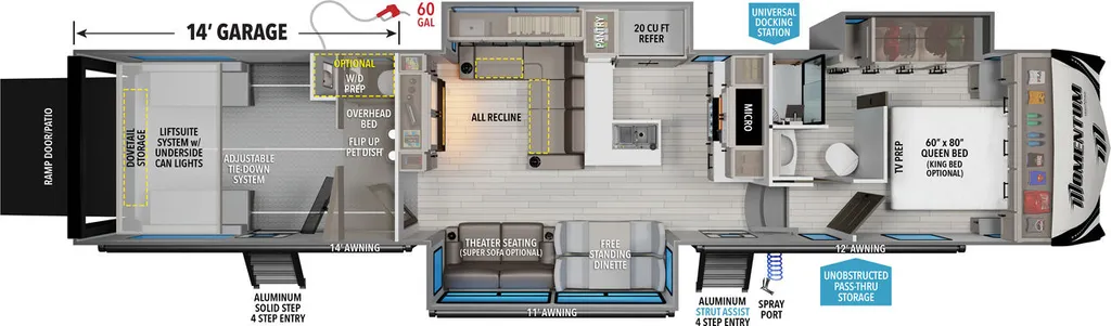 2024 Grand Design Momentum 395MS floor plan
