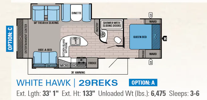Jayco White Hawk 29REKS floor plan