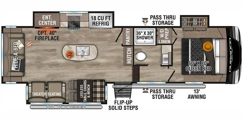 K-Z Durango Half-Ton D283RLT floor plan