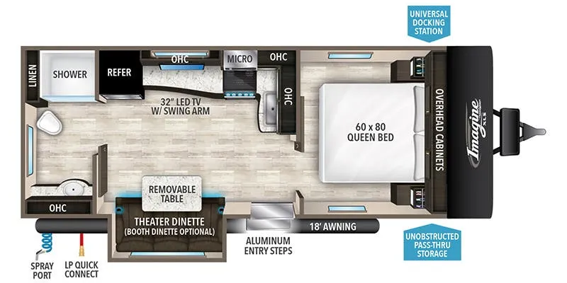 2021 Grand Design Imagine XLS 22RBE floor plan