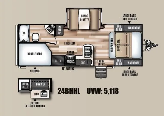 Forest River Wildwood Heritage Glen Hyper-Lyte 24BHHL floor plan