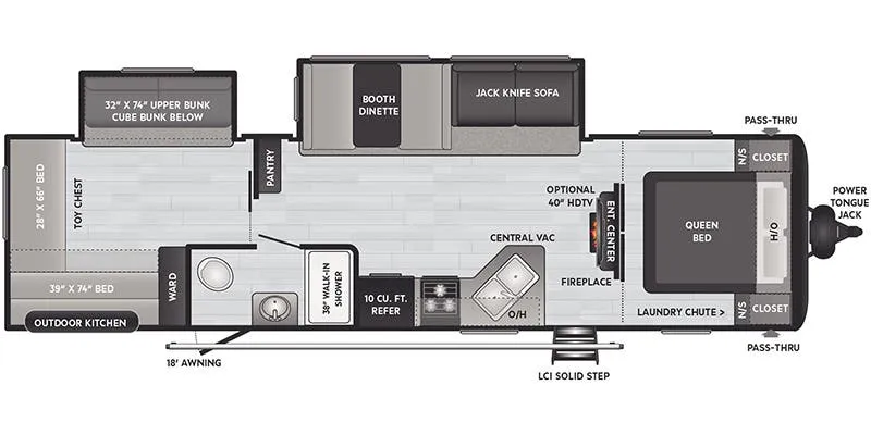Keystone Hideout 318BR floor plan