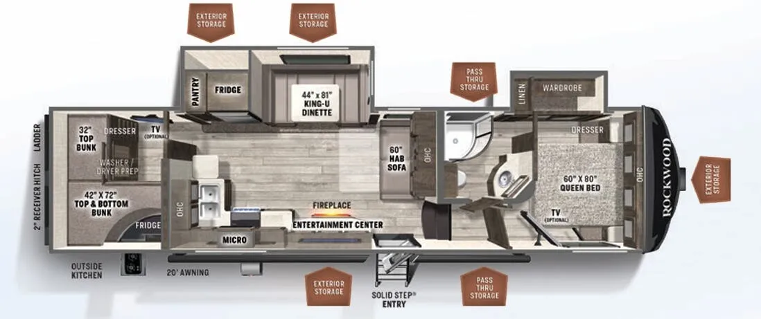 Forest River Rockwood Ultra Lite 2891BH floor plan