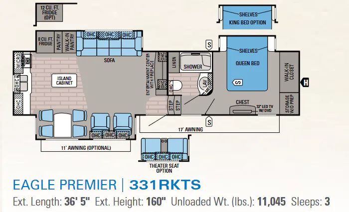 Jayco Eagle Premier 331RKTS floor plan
