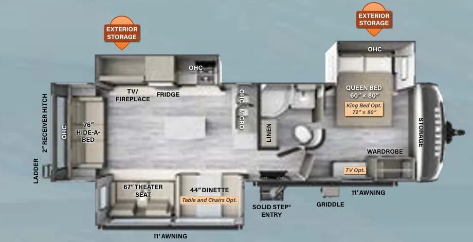 Forest River Rockwood Ultra Lite 2906BS floor plan