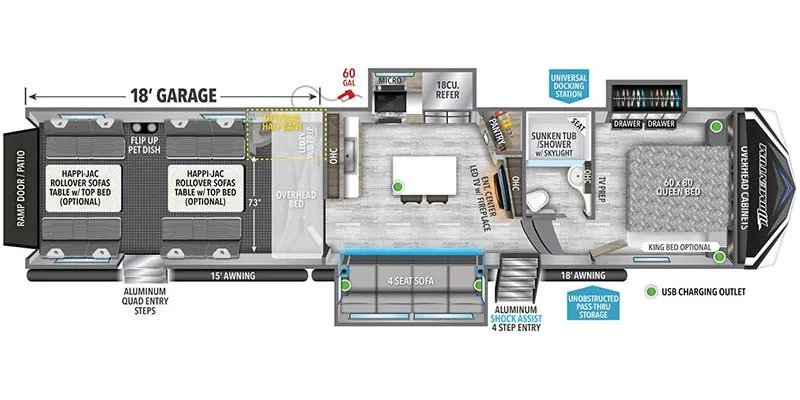 Grand Design Momentum M-Class 398M floor plan
