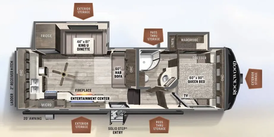 Forest River Rockwood Ultra Lite 2622RK floor plan