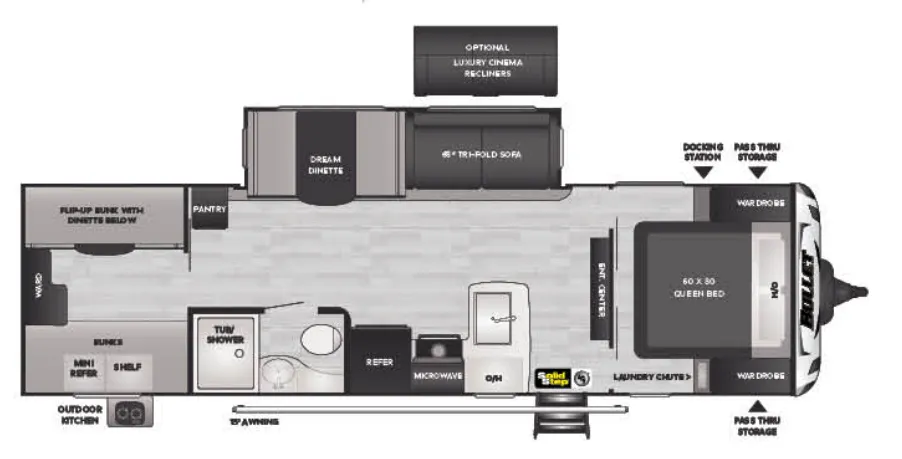 2022 Keystone Bullet 287QBS - Floor plan