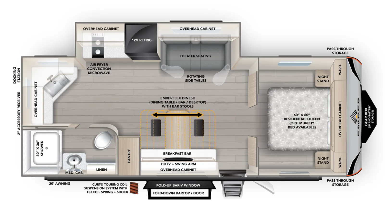 2027 Ember RV Touring Edition 2300MLL - Floor plan