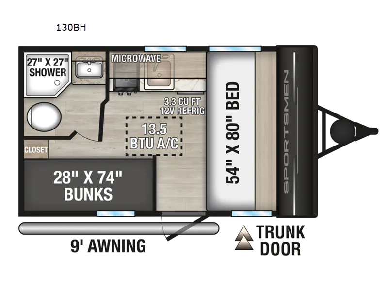 2027 K-Z Sportsmen Classic 130BH — Floor plan