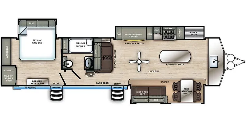 Forest River Sandpiper Destination 402FK floor plan