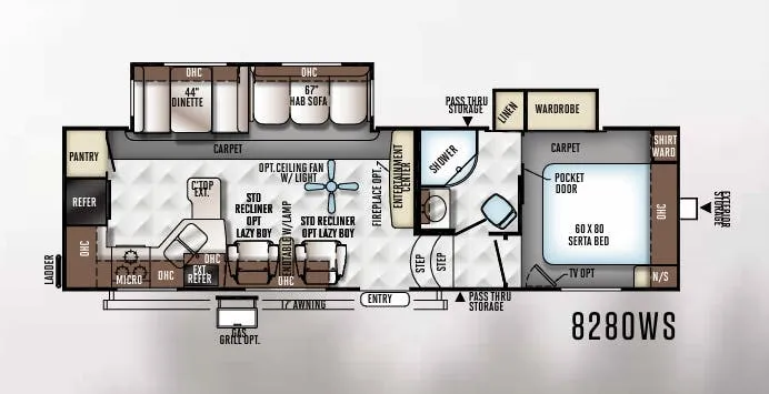 Forest River Rockwood Signature Ultra Lite 8280WS floor plan
