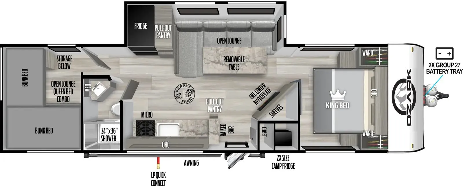 Forest River Ozark 2890BHK ASCENT floor plan