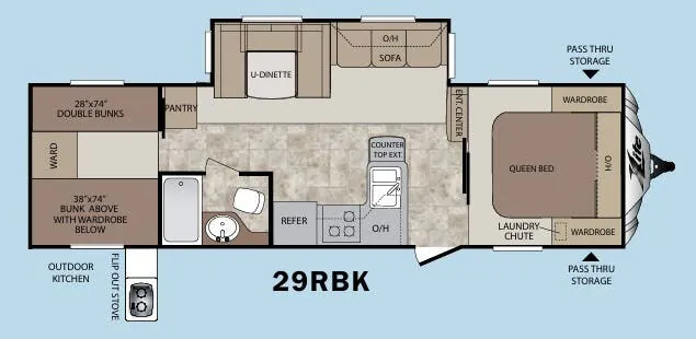 Keystone Cougar XLite 29RBK floor plan