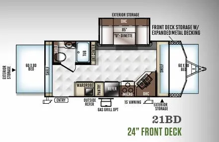 Forest River Flagstaff Shamrock 21BD floor plan