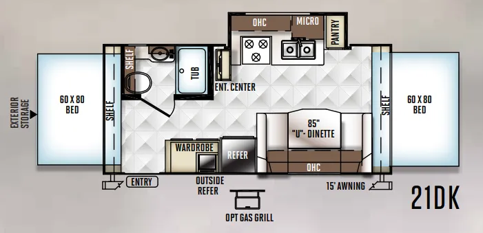 Forest River Rockwood Roo 21DK floor plan