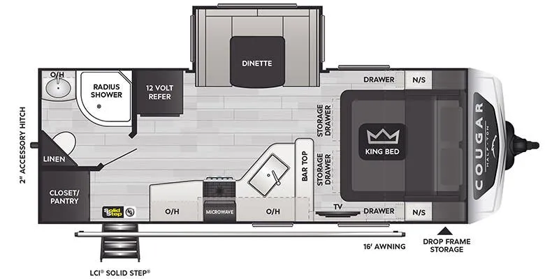2025 Keystone Cougar Half-Ton 22RBS - Floor plan