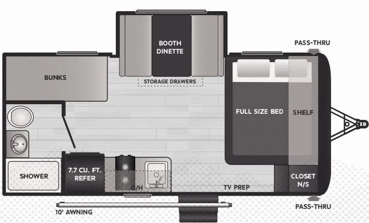 Keystone Hideout Mini 176BH floor plan