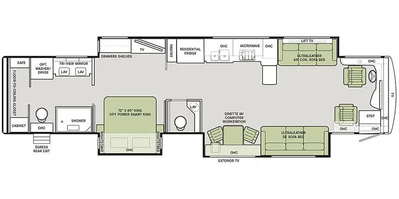 Tiffin Allegro Bus 45 FP floor plan