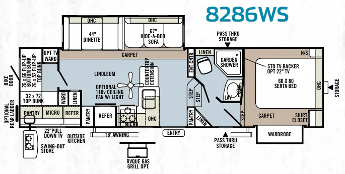 Forest River Rockwood Signature Ultra Lite 8286WS floor plan