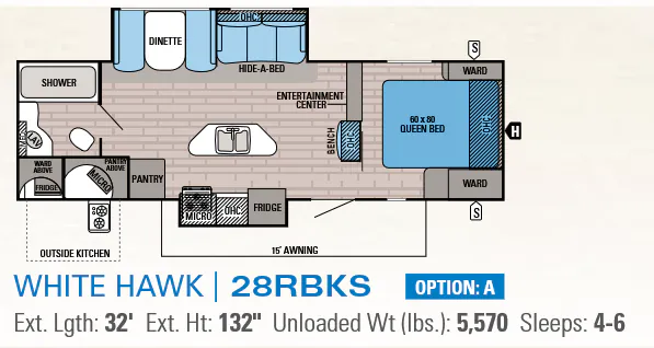 Jayco White Hawk 28RBKS floor plan