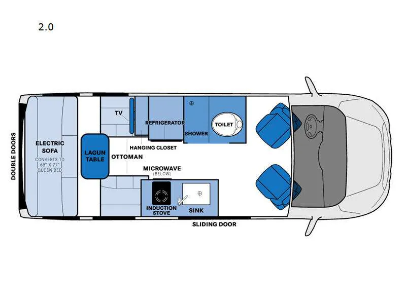 2023 Pleasure-Way Ontour 2.0 - Floor plan