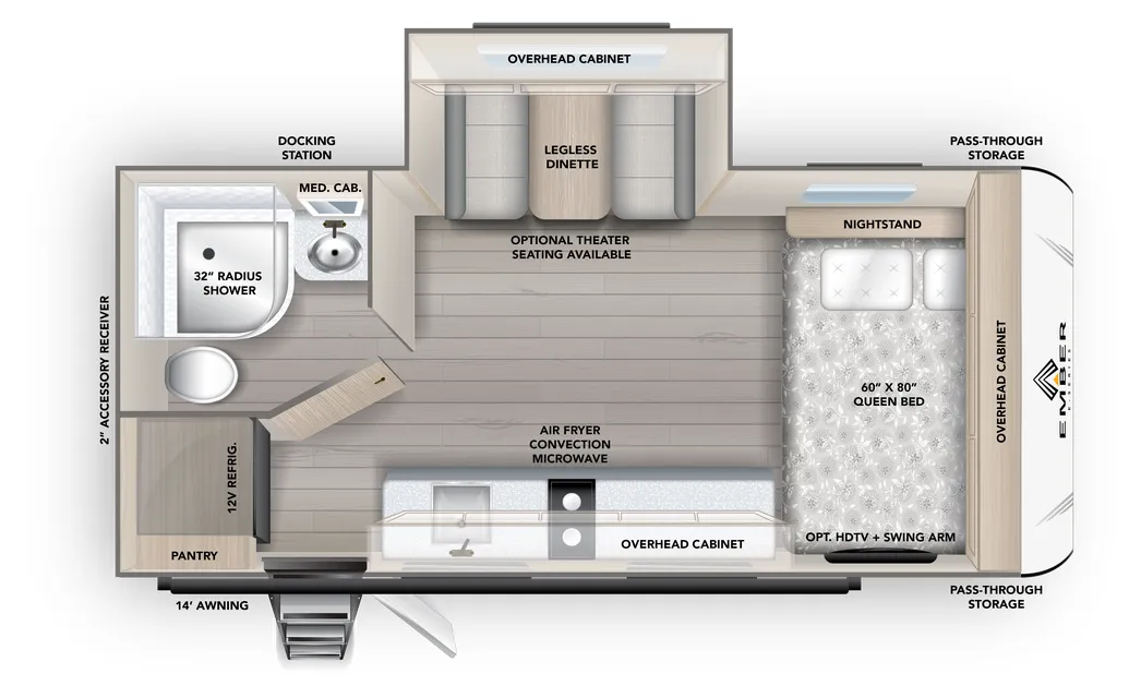 2026 Ember RV E-Series 18FBE - Floor plan