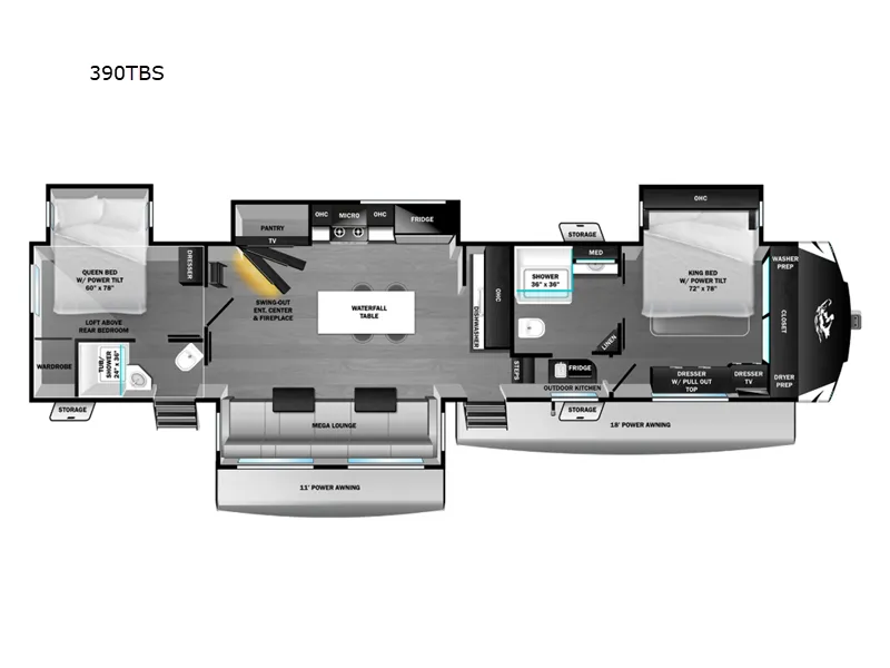 2026 Open Range RV Open Range 3X 390TBS - Floor plan