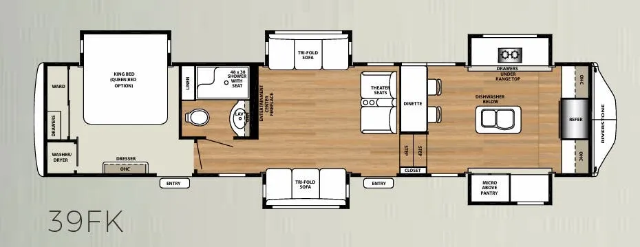 Forest River RiverStone 39FK floor plan