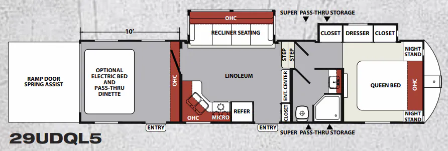Forest River XLR Nitro 29UDQL5 floor plan
