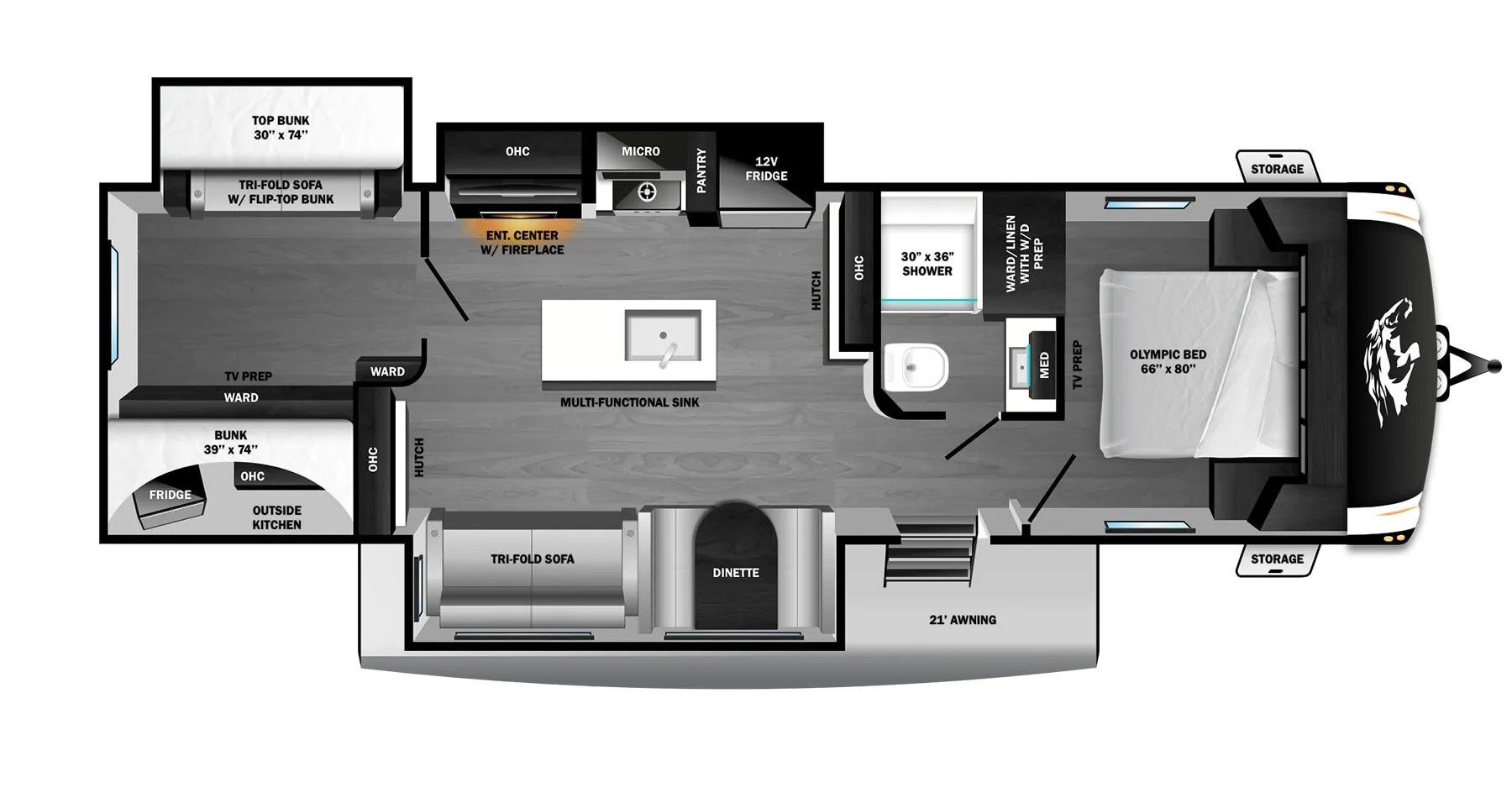 2026 Open Range RV Roamer Light Duty 31TBTS - Floor plan