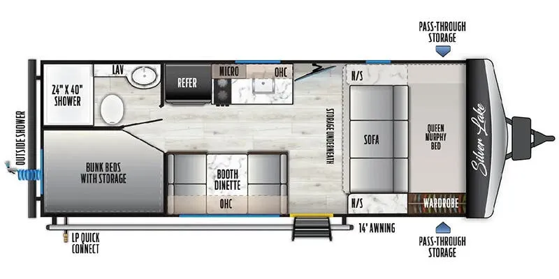 East to West Silver Lake LE 1610BHLE floor plan