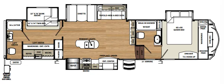 Forest River Sandpiper 383RBLOK floor plan