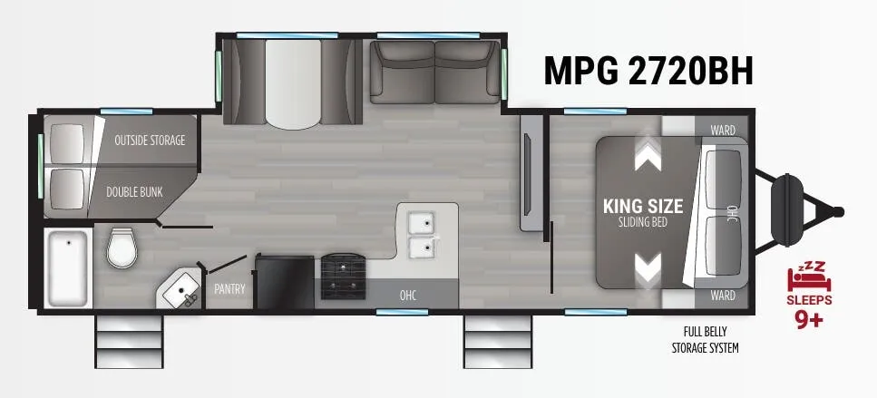2021 Cruiser RV MPG 2720BH - Floor plan