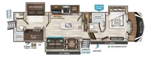 2020 Grand Design Solitude 3950BH — floor plan