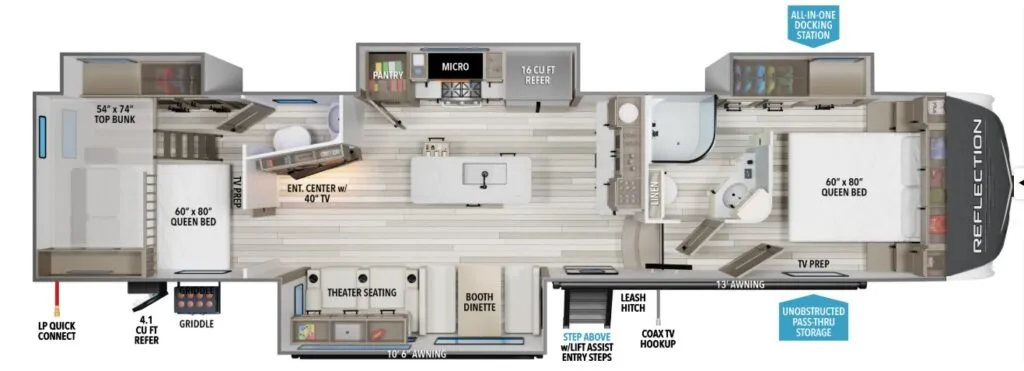 2026 Grand Design Reflection 362TBS - Floor plan