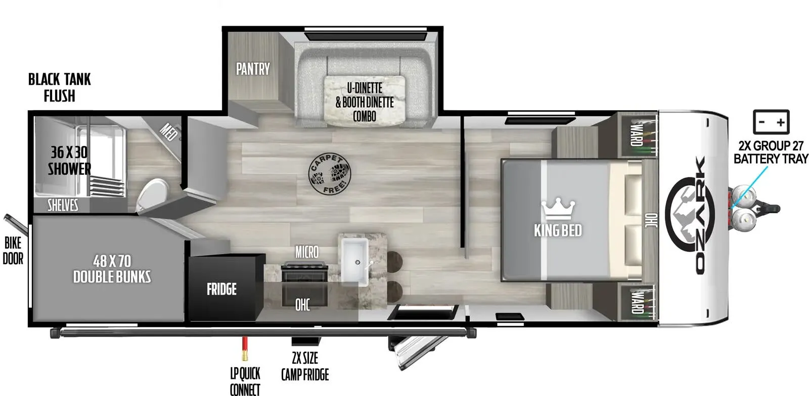 Forest River Ozark 2640BHK floor plan
