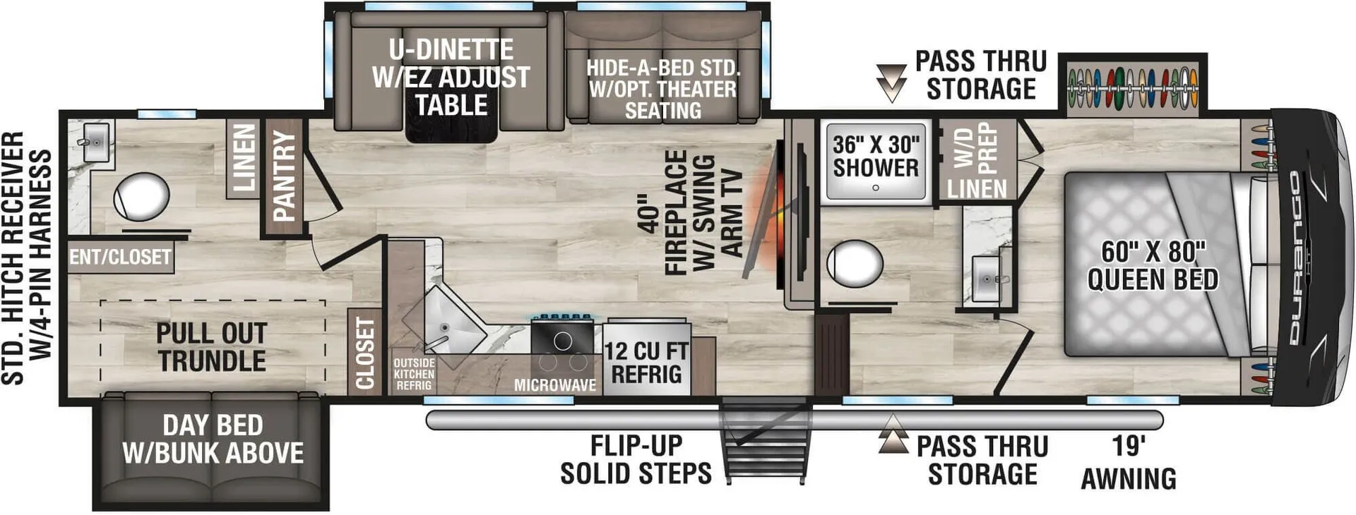 K-Z Durango Half-Ton D296BHT floor plan