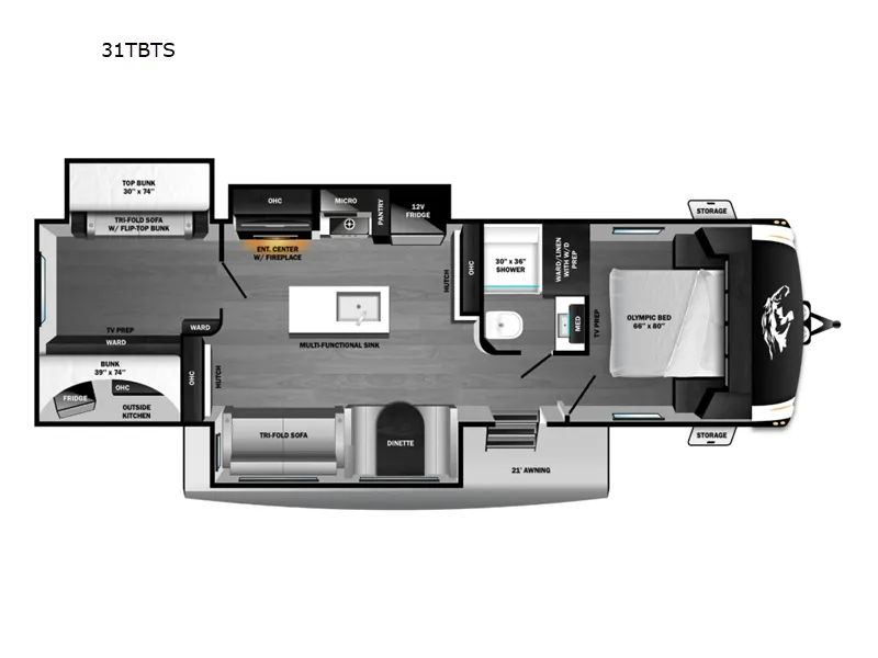 2026 Highland Ridge RV Roamer Light Duty 31TBTS - Floor plan