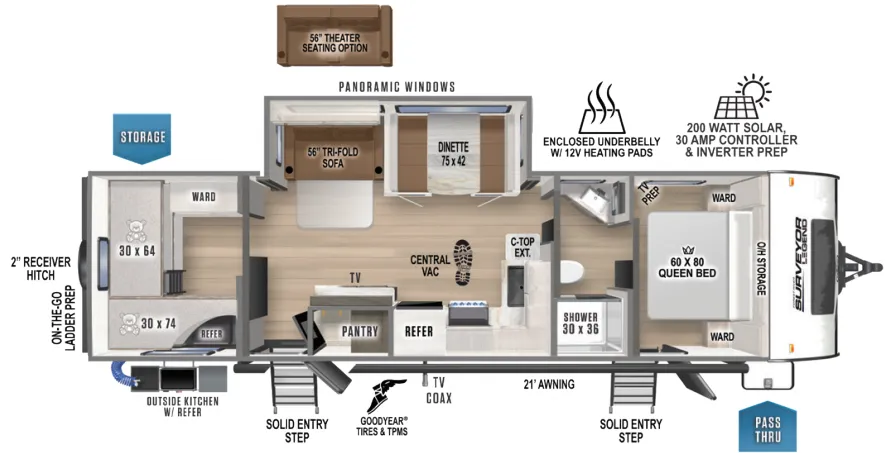 Forest River Surveyor Legend 296QBLE floor plan